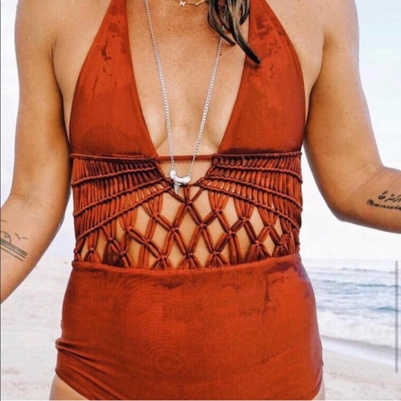 Gillia One Piece Crochet Swimsuit - Picture 1 of 7